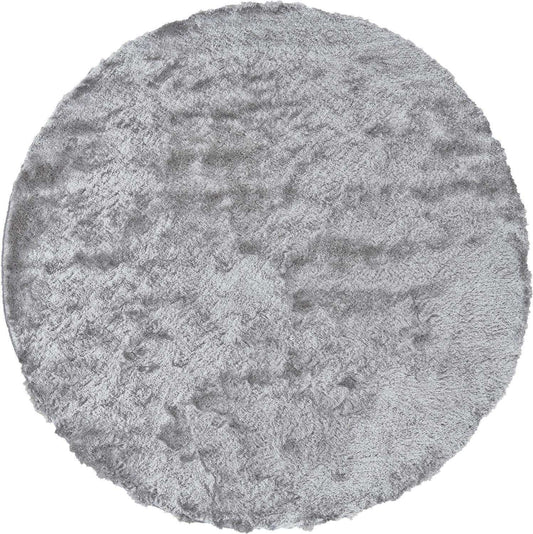 8' Gray And Silver Round Shag Tufted Handmade Area Rug - Homeroots - Flyclothing LLC