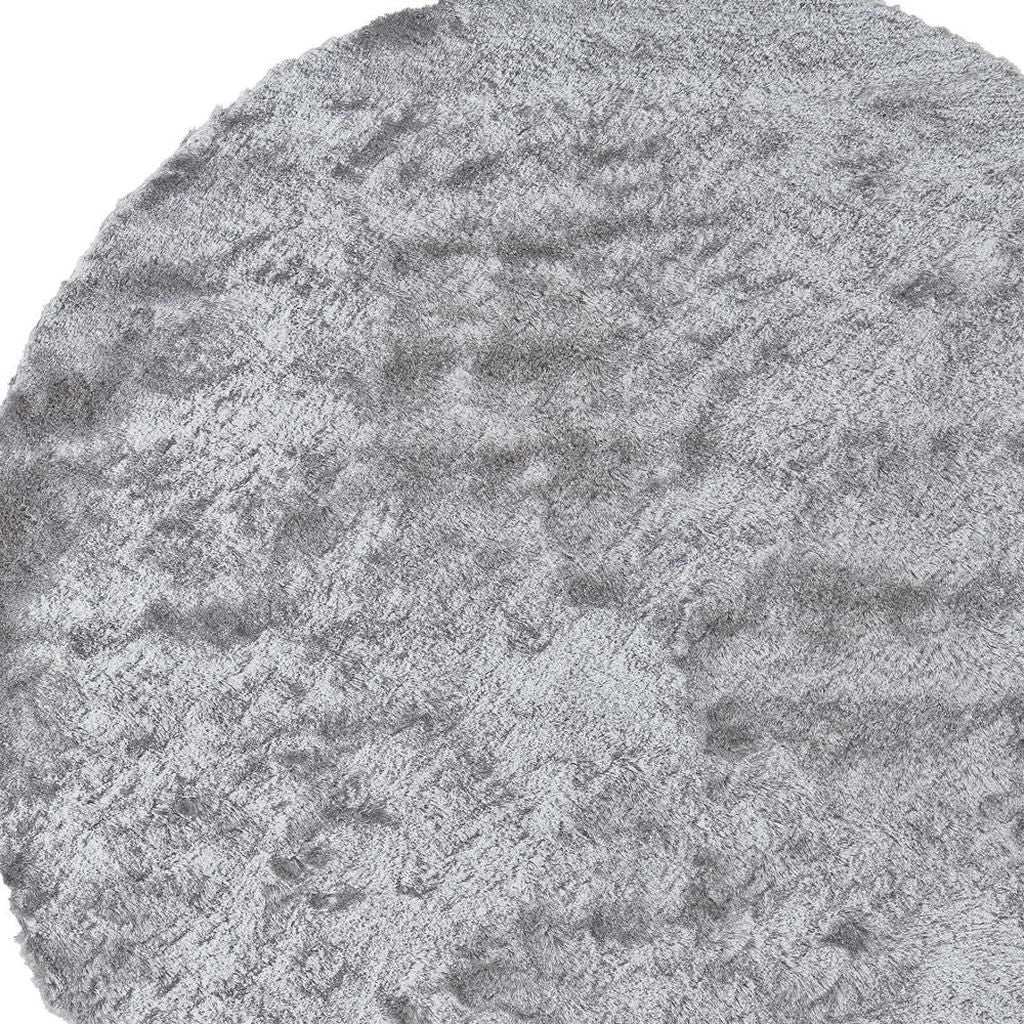 8' Gray And Silver Round Shag Tufted Handmade Area Rug - Homeroots - Flyclothing LLC