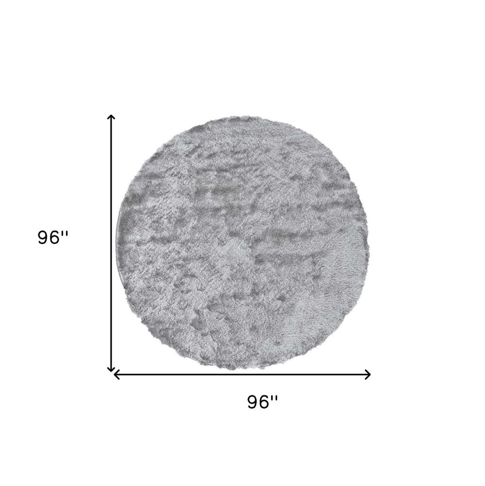 8' Gray And Silver Round Shag Tufted Handmade Area Rug - Homeroots - Flyclothing LLC