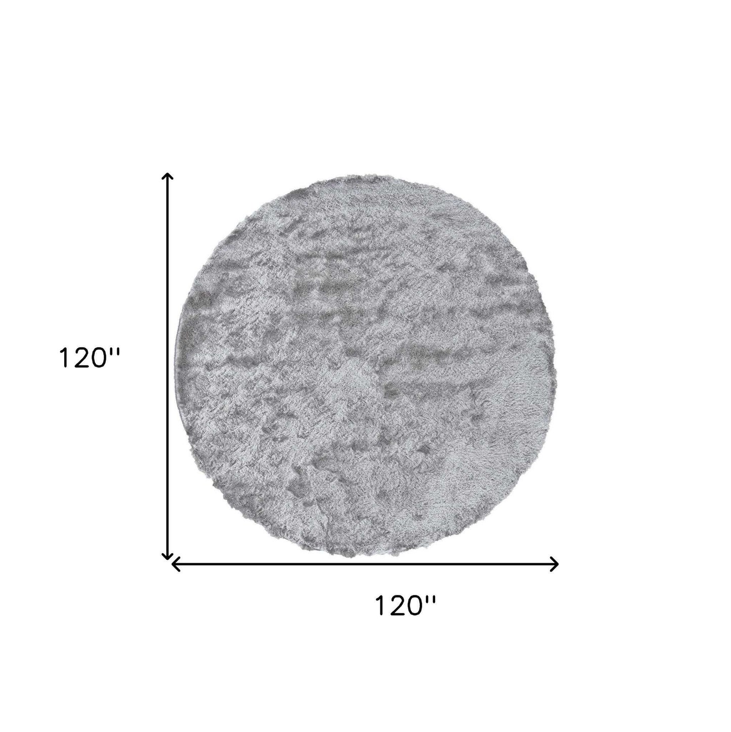 10' Gray And Silver Round Shag Tufted Handmade Area Rug - Homeroots - Flyclothing LLC