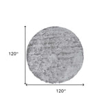 10' Gray And Silver Round Shag Tufted Handmade Area Rug - Homeroots - Flyclothing LLC