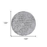 10' Gray And Silver Round Shag Tufted Handmade Area Rug