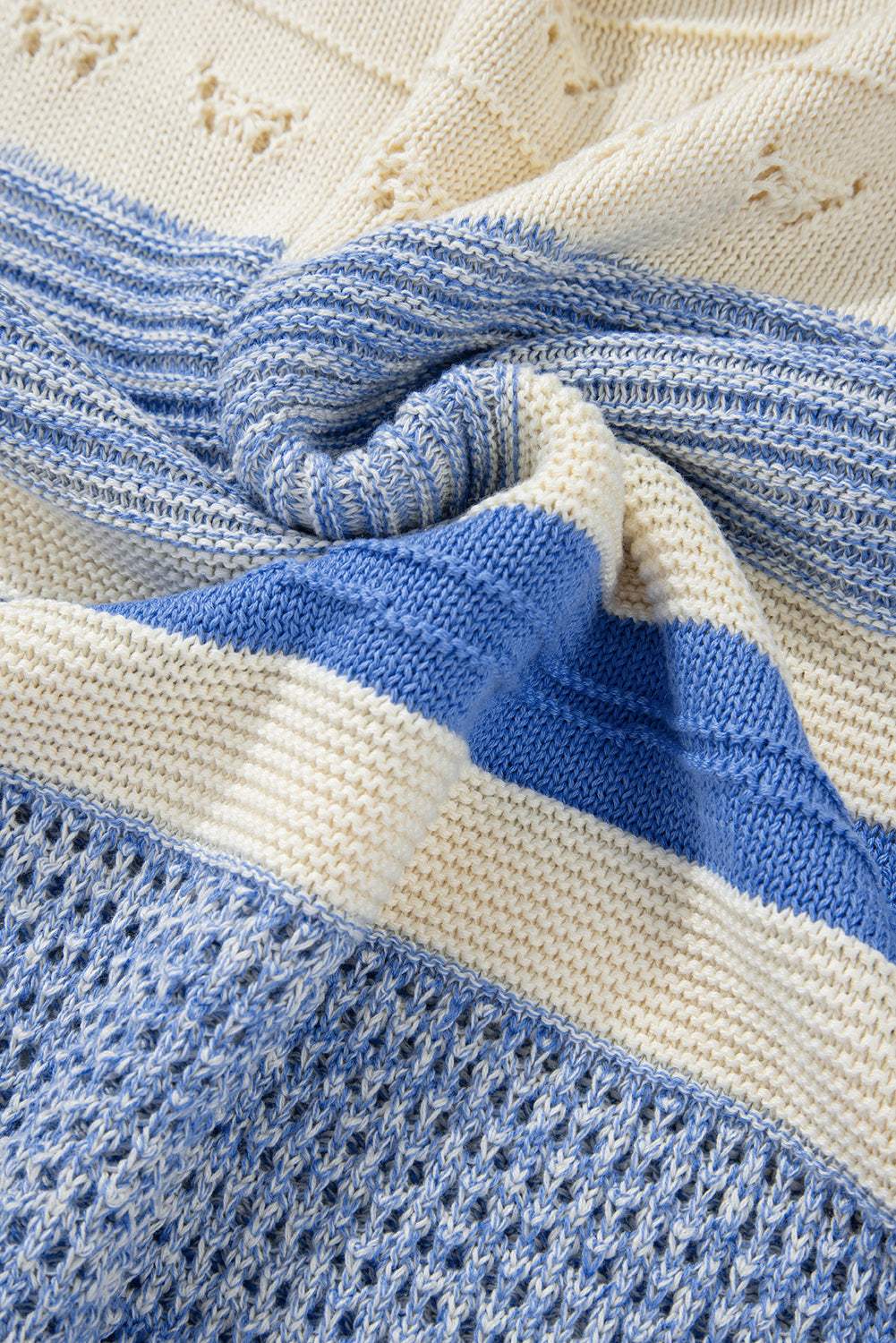 Contrast Round Neck Long Sleeve Sweater - Trendsi - Flyclothing LLC