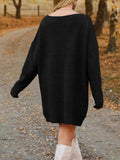 V-Neck Dropped Shoulder Sweater Dress - Trendsi - Flyclothing LLC