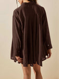 Button Up Collared Neck Long Sleeve Longline Shirt - Trendsi - Flyclothing LLC