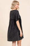 Culture Code Full Size Short Sleeve Babydoll Texture Dress with Pockets - Trendsi - Flyclothing LLC