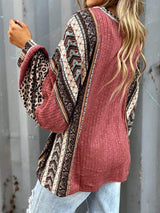 Leopard Round Neck Long Sleeve Sweatshirt - Trendsi - Flyclothing LLC