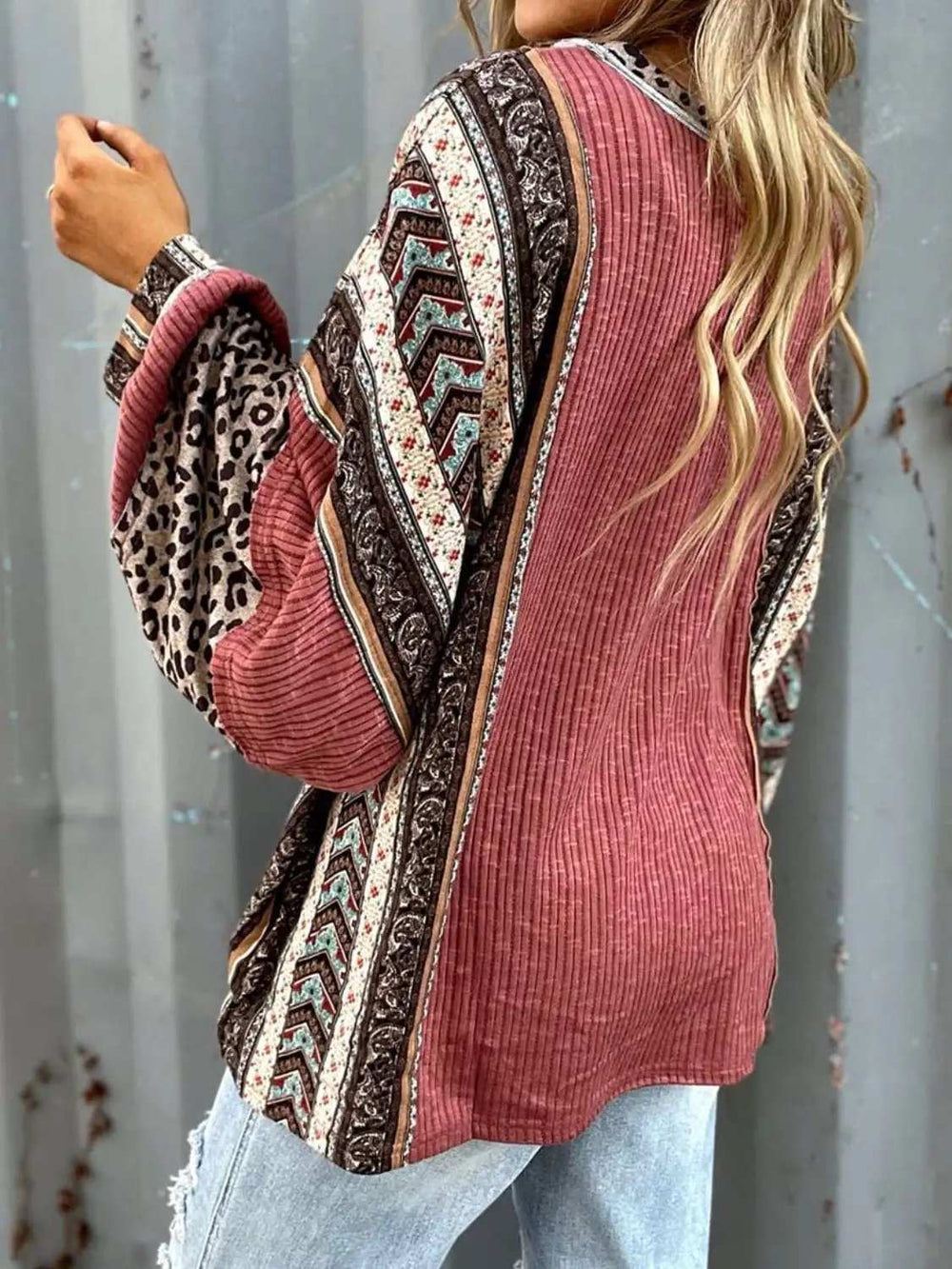 Leopard Round Neck Long Sleeve Sweatshirt - Trendsi - Flyclothing LLC