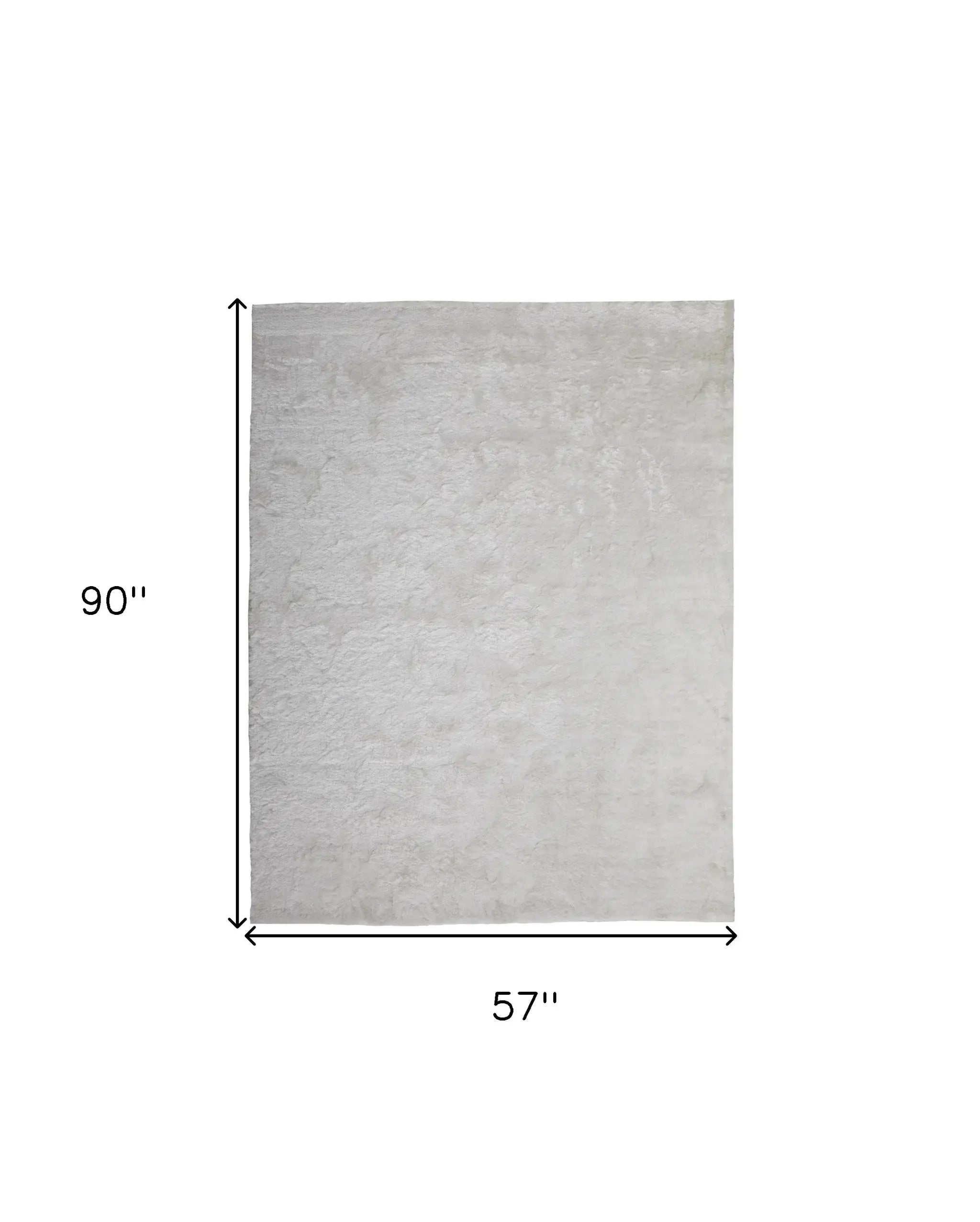 5' X 8' White Shag Tufted Handmade Area Rug - Homeroots - Flyclothing LLC