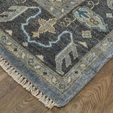 9' X 12' Blue and Gray Wool Floral Hand Knotted Area Rug - Homeroots - Flyclothing LLC
