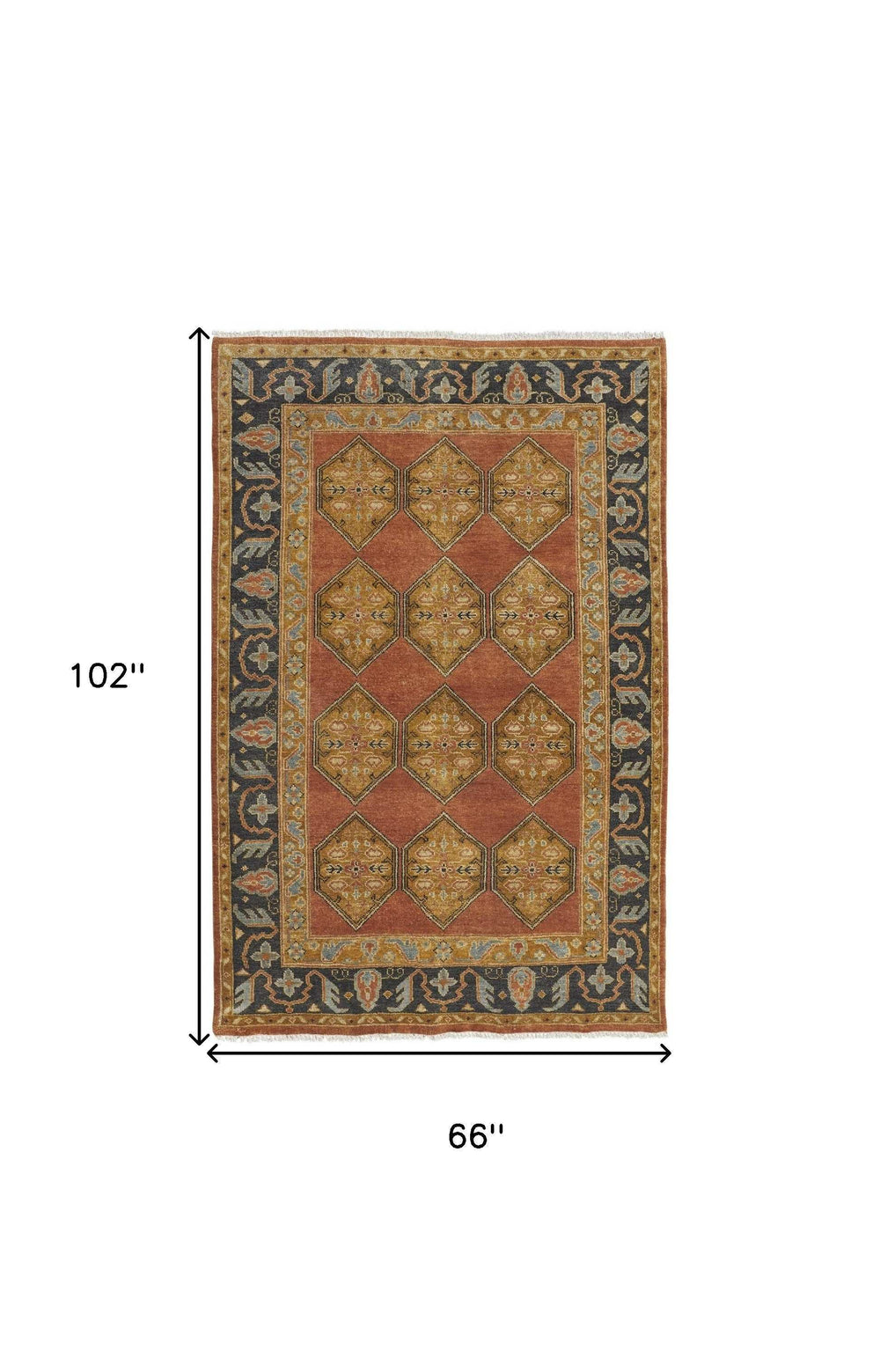 5' X 8' Tan Orange And Brown Wool Floral Hand Knotted Stain Resistant Area Rug - Homeroots - Flyclothing LLC