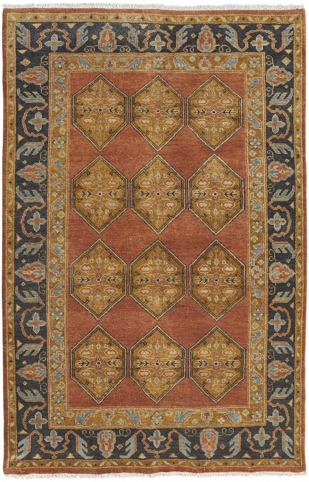 5' X 8' Tan Orange And Brown Wool Floral Hand Knotted Stain Resistant Area Rug - Homeroots - Flyclothing LLC