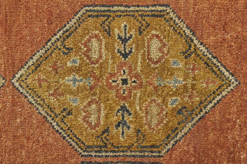 5' X 8' Tan Orange And Brown Wool Floral Hand Knotted Stain Resistant Area Rug - Homeroots - Flyclothing LLC