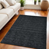 5' X 8' Black Wool Hand Woven Area Rug - Homeroots - Flyclothing LLC
