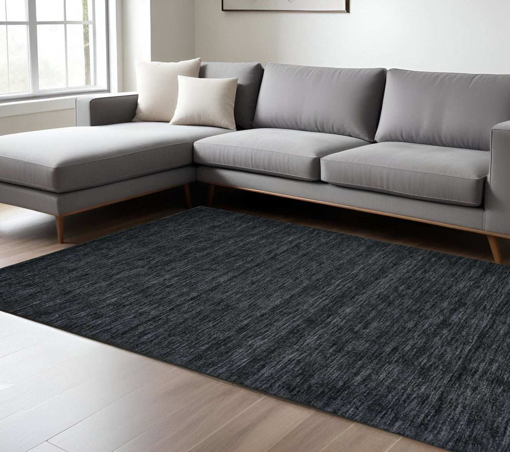 8' X 11' Black Wool Hand Woven Area Rug - Homeroots - Flyclothing LLC