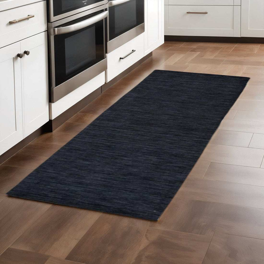 8' Runner Black Hand Woven Runner Rug - Homeroots - Flyclothing LLC