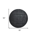 8' Black Round Wool Hand Woven Area Rug