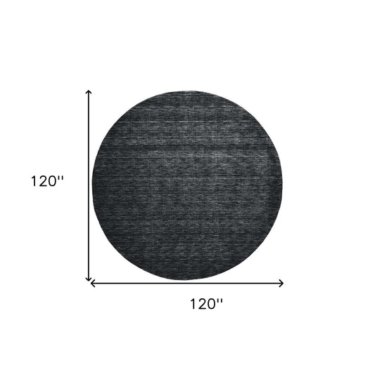 10' Black Round Wool Hand Woven Area Rug - Homeroots - Flyclothing LLC