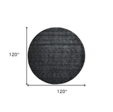 10' Black Round Wool Hand Woven Area Rug