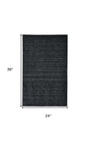 2' X 3' Black Wool Hand Woven Area Rug