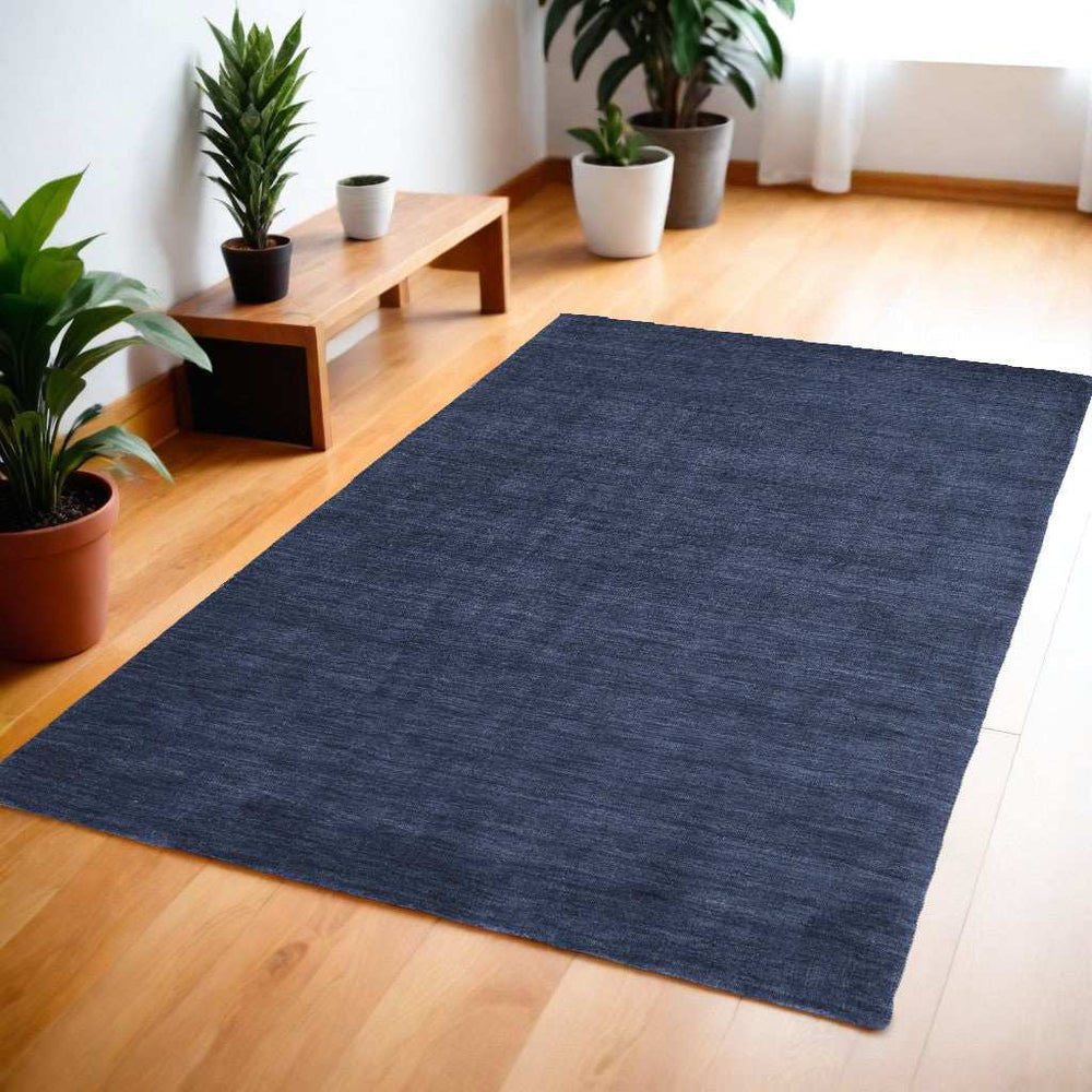 4' X 6' Blue Wool Hand Woven Area Rug - Homeroots - Flyclothing LLC