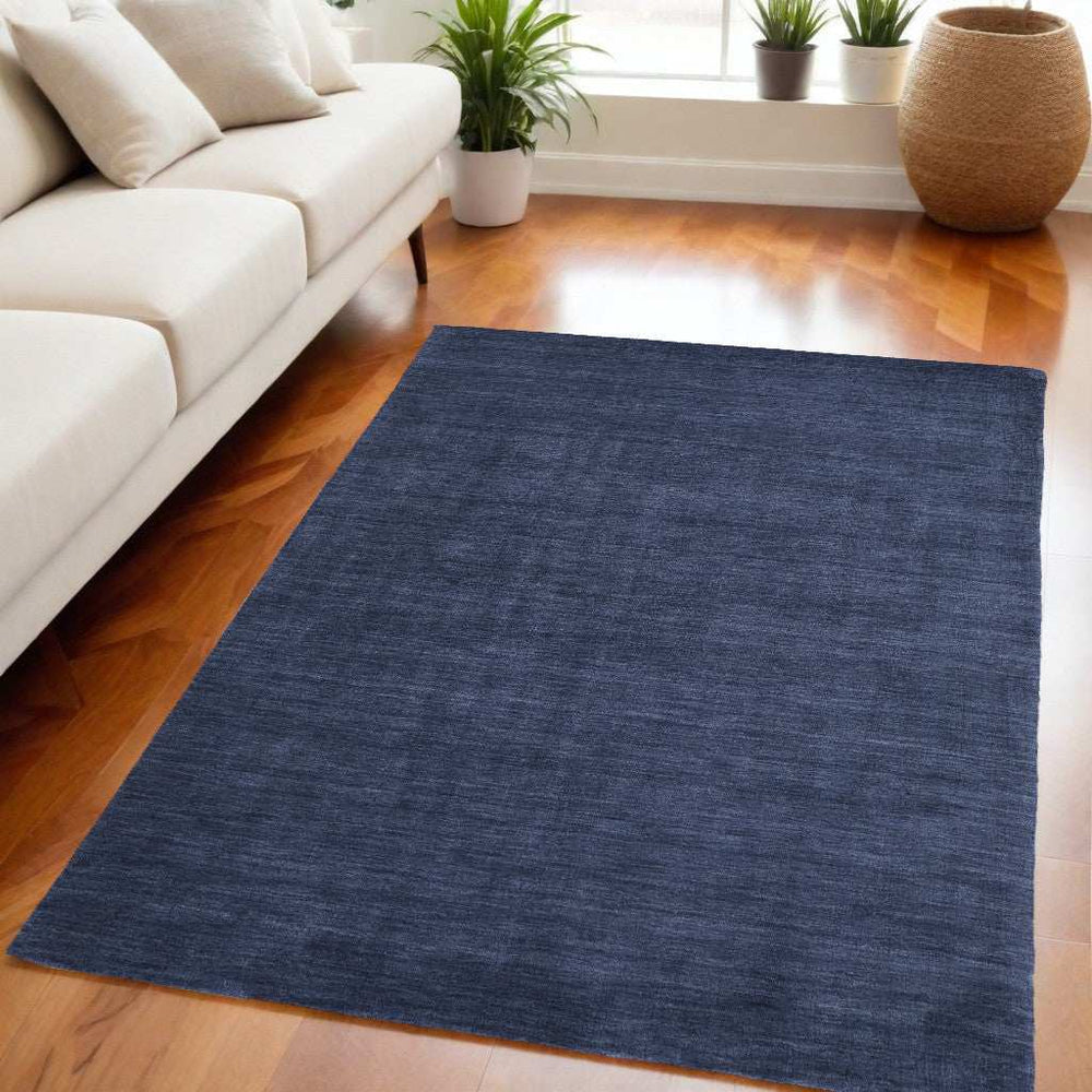 5' X 8' Blue Wool Hand Woven Area Rug - Homeroots - Flyclothing LLC