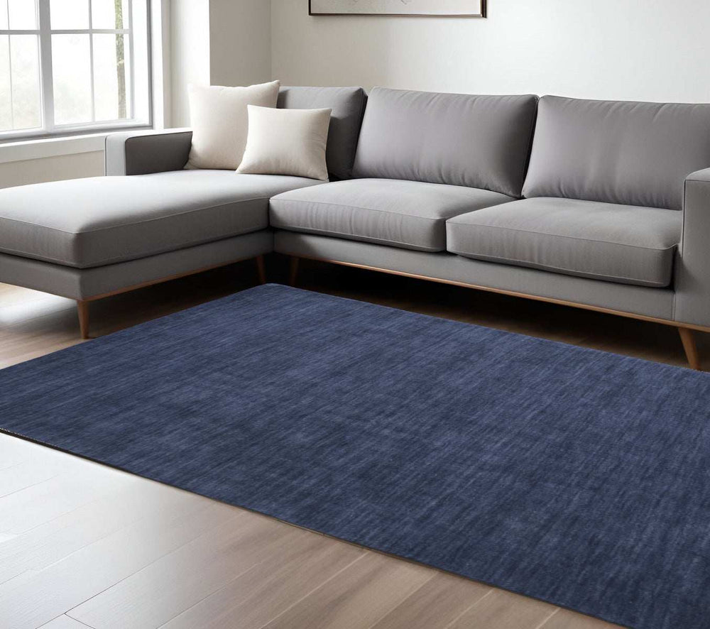 8' X 11' Blue Wool Hand Woven Area Rug - Homeroots - Flyclothing LLC