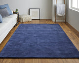 10' X 13' Blue Wool Hand Woven Area Rug