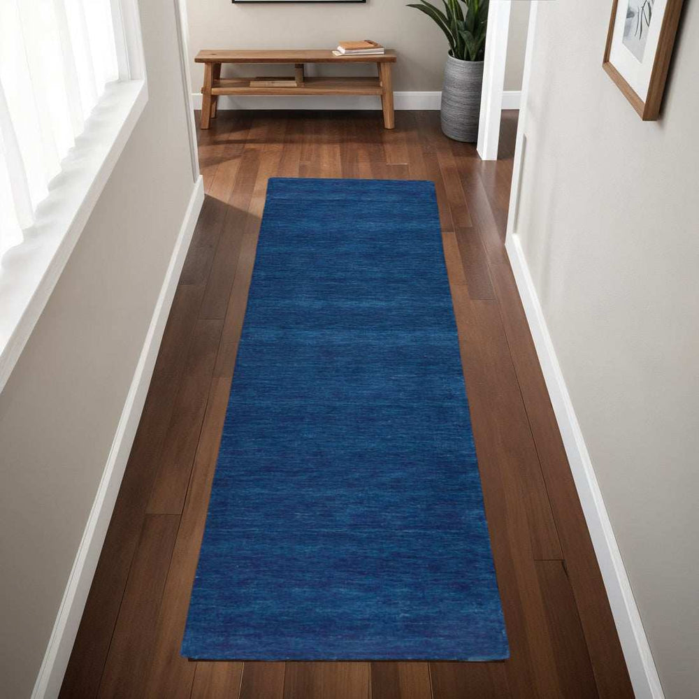 8' Runner Blue Hand Woven Runner Rug - Homeroots - Flyclothing LLC