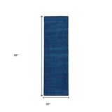 8' Runner Blue Hand Woven Runner Rug - Homeroots - Flyclothing LLC