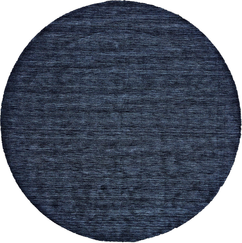 8' Blue Round Wool Hand Woven Area Rug