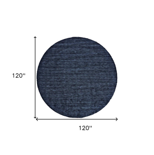 10' Blue Round Wool Hand Woven Area Rug - Homeroots - Flyclothing LLC
