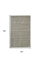 5' X 8' Gray and Ivory Wool Hand Woven Area Rug - Homeroots - Flyclothing LLC