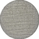 10' Gray and Ivory Round Wool Hand Woven Area Rug