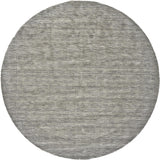 10' Gray and Ivory Round Wool Hand Woven Area Rug