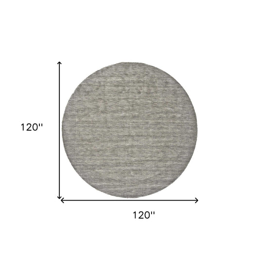 10' Gray and Ivory Round Wool Hand Woven Area Rug - Homeroots - Flyclothing LLC
