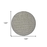 10' Gray and Ivory Round Wool Hand Woven Area Rug