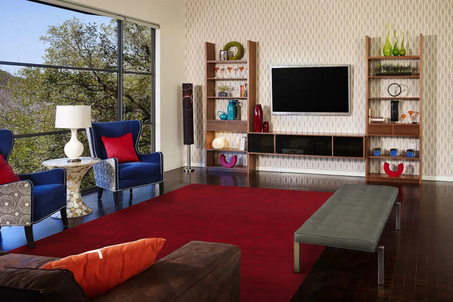5' X 8' Red Wool Hand Woven Stain Resistant Area Rug - Homeroots - Flyclothing LLC