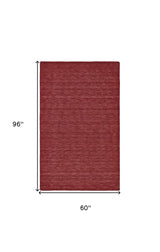 5' X 8' Red Wool Hand Woven Stain Resistant Area Rug - Homeroots - Flyclothing LLC