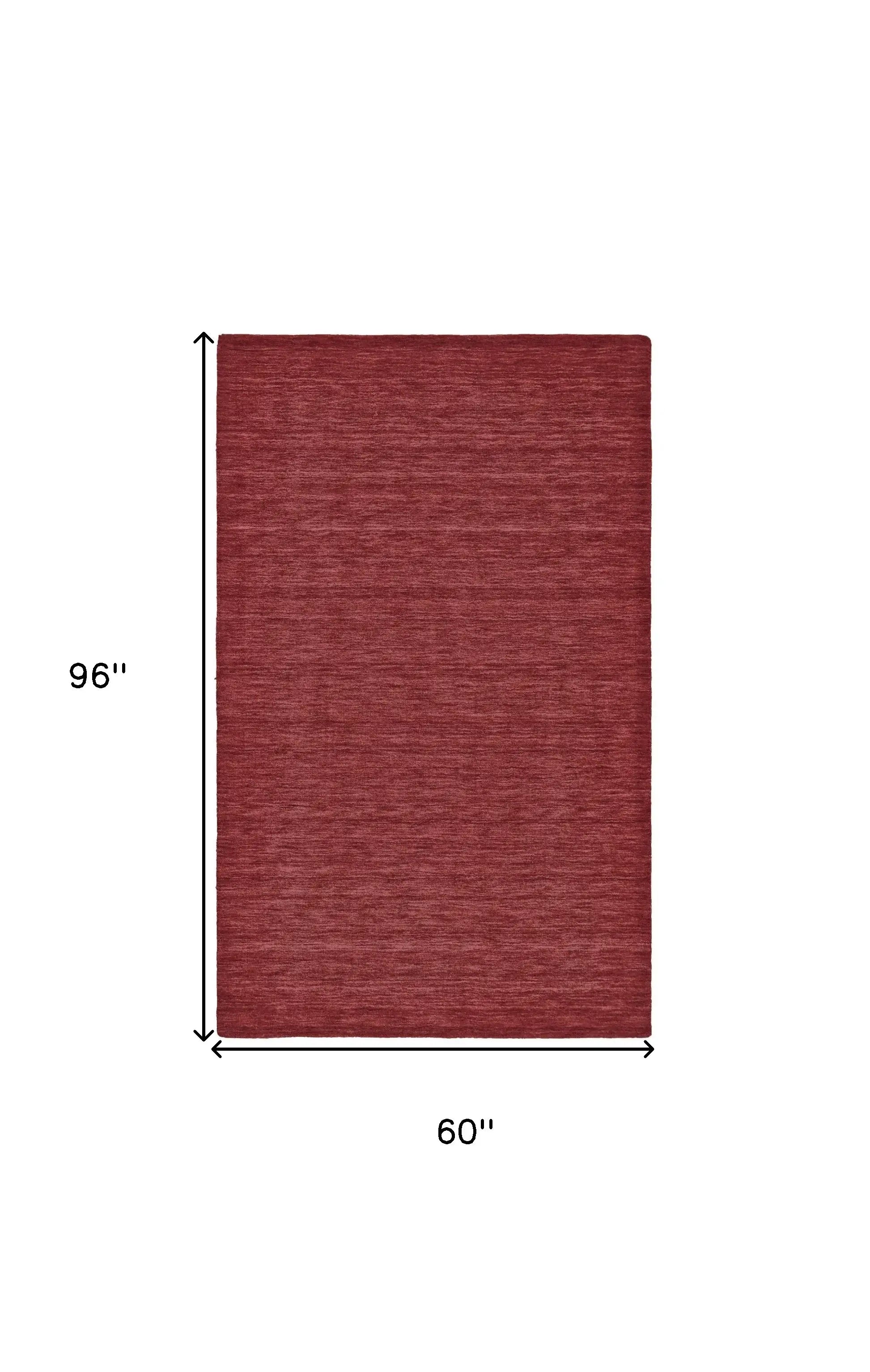 5' X 8' Red Wool Hand Woven Stain Resistant Area Rug - Homeroots - Flyclothing LLC