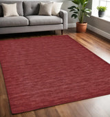 5' X 8' Red Wool Hand Woven Stain Resistant Area Rug - Homeroots - Flyclothing LLC