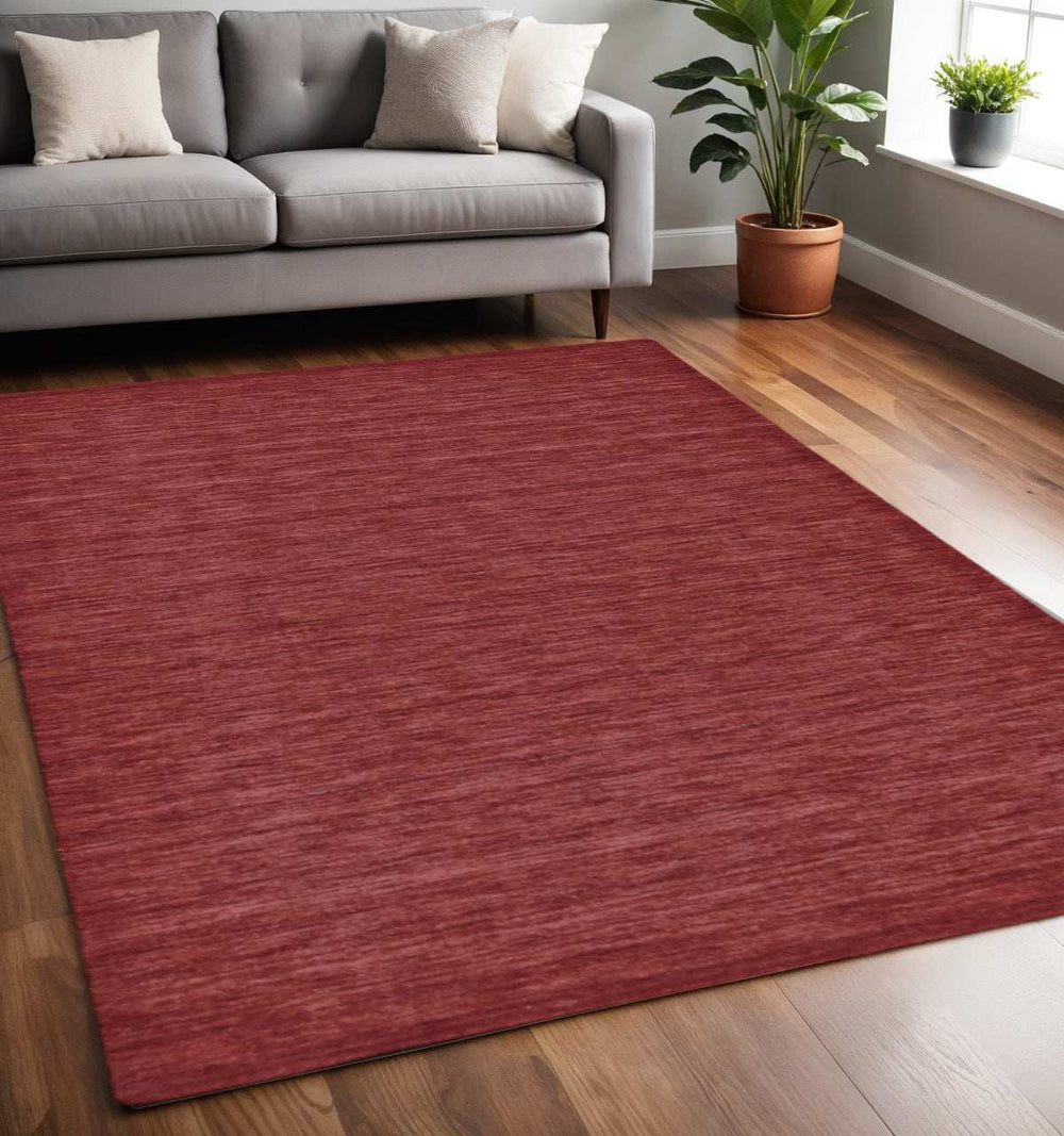 5' X 8' Red Wool Hand Woven Stain Resistant Area Rug - Homeroots - Flyclothing LLC