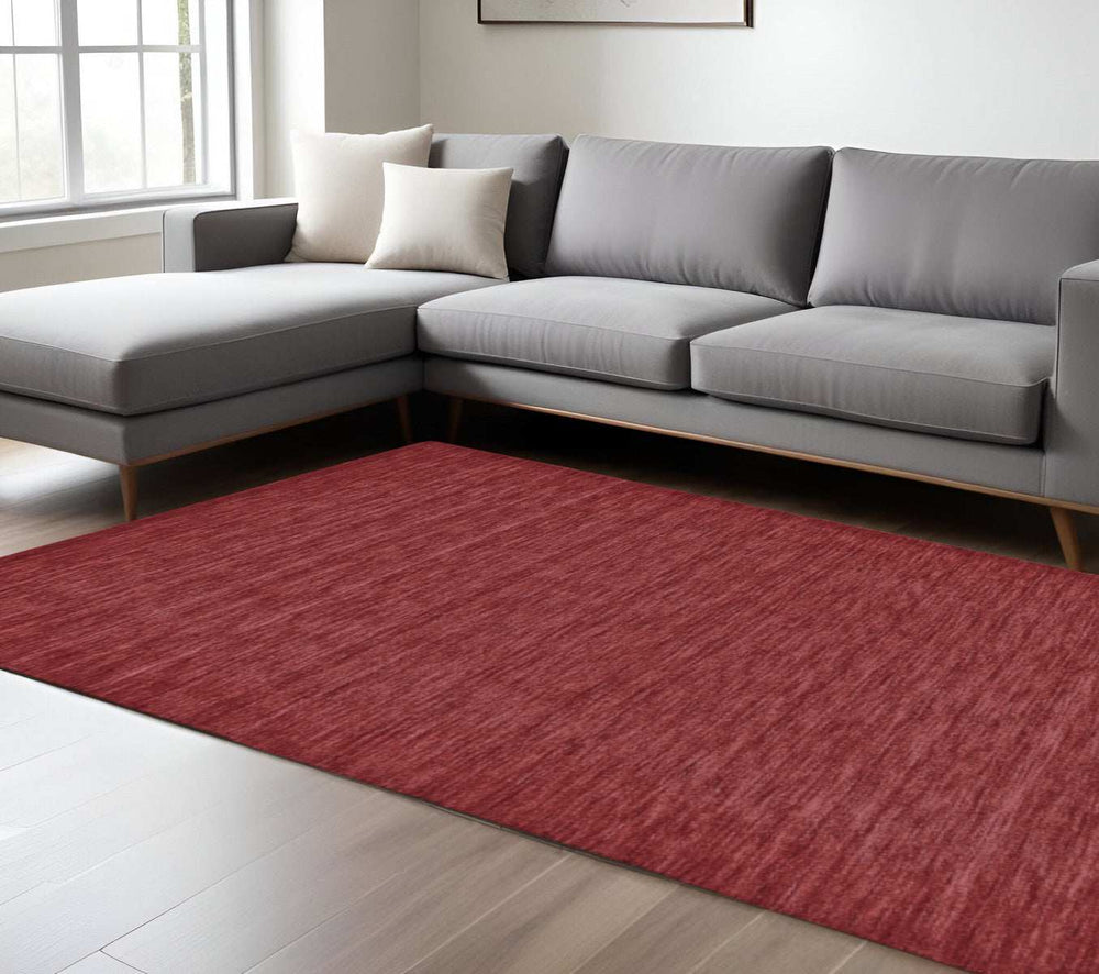 8' X 11' Red Wool Hand Woven Area Rug - Homeroots - Flyclothing LLC