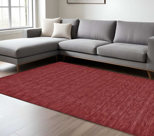 8' X 11' Red Wool Hand Woven Area Rug - Homeroots - Flyclothing LLC