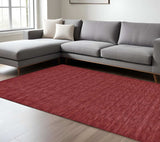 8' X 11' Red Wool Hand Woven Area Rug - Homeroots - Flyclothing LLC