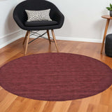 8' Red Round Wool Hand Woven Area Rug - Homeroots - Flyclothing LLC
