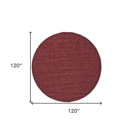 10' Red Round Wool Hand Woven Area Rug - Homeroots - Flyclothing LLC