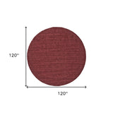 10' Red Round Wool Hand Woven Area Rug