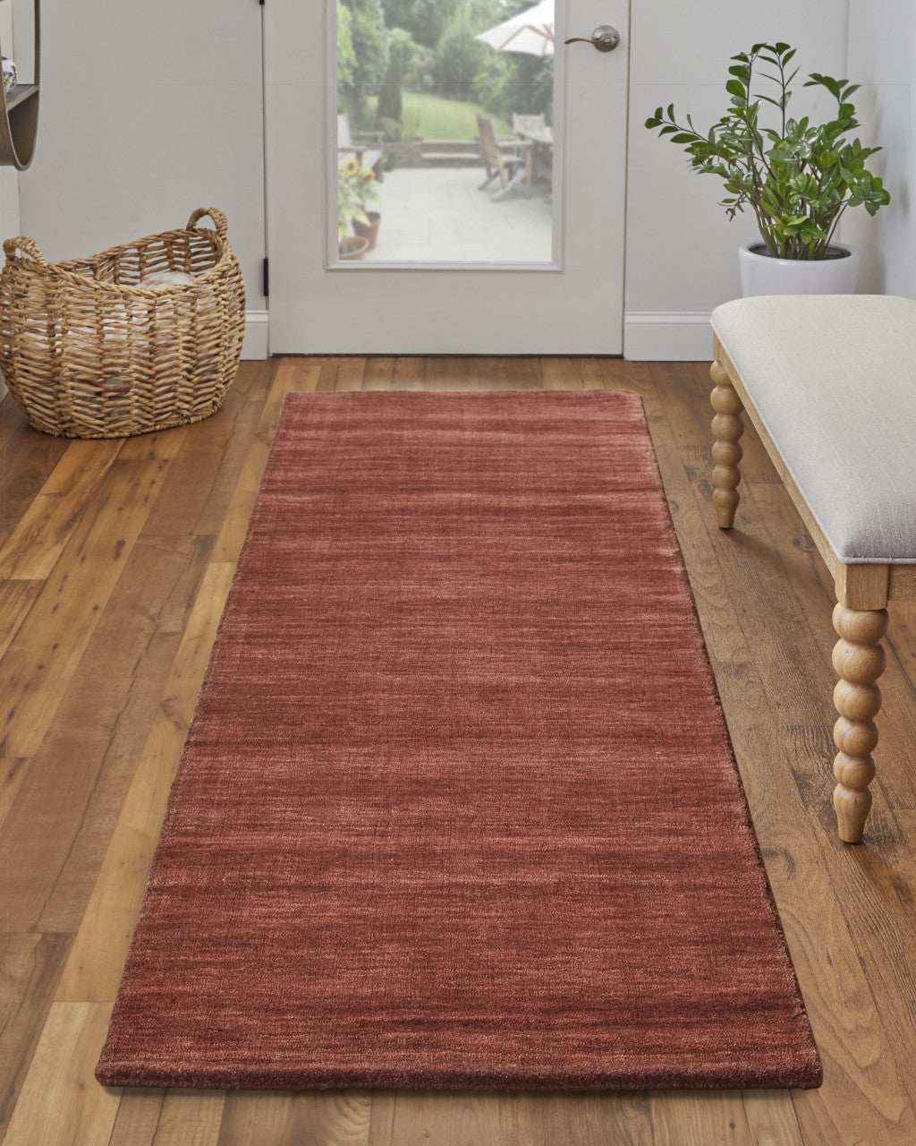 8' Orange And Red Wool Hand Woven Stain Resistant Runner Rug - Homeroots - Flyclothing LLC