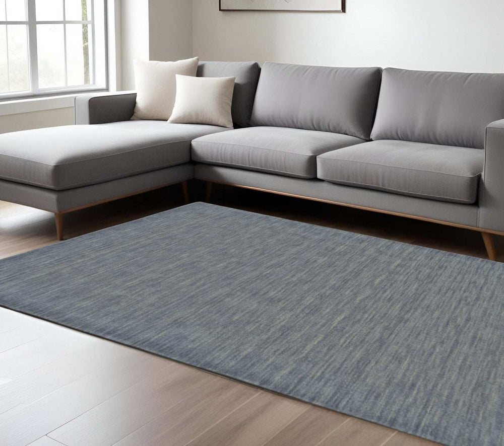 8' X 11' Blue and Gray Wool Hand Woven Area Rug - Homeroots - Flyclothing LLC